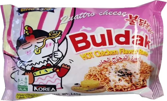 Лапша б/п Binggone (аналог Buldak) Quattro Cheese 140г. (Розовая)